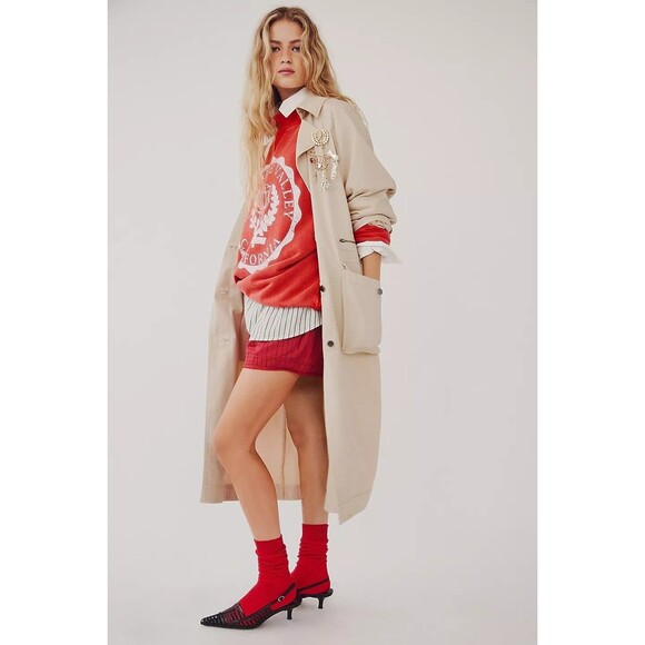 Free People We The Free Perry Military Coat Jacket Top Cotton Cozy M New 284585 - Picture 5 of 12